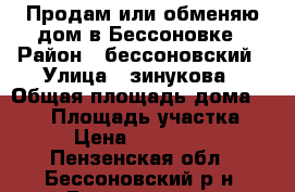 Продам или обменяю дом в Бессоновке › Район ­ бессоновский › Улица ­ зинукова › Общая площадь дома ­ 140 › Площадь участка ­ 17 › Цена ­ 2 300 000 - Пензенская обл., Бессоновский р-н, Бессоновка с. Недвижимость » Дома, коттеджи, дачи продажа   